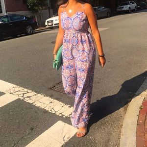 Parker Tie-Back Maxi Dress in Blue/orange geometric pattern | Size: M